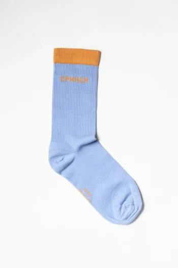 New COPENHAGEN STUDIOS Cph Socks 2 Cotton Blend Lichtblauw/Oranje
